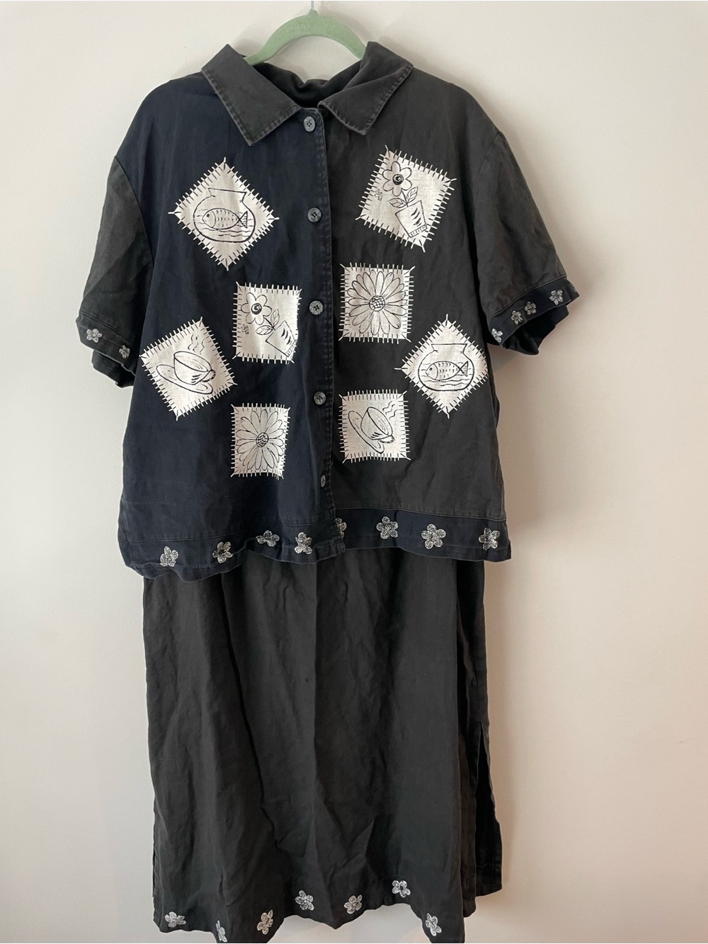 Prophecy By Sag Harbor Plus Size Charcoal Linen-Cotton Blend Dress and Top